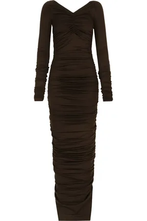 Dolce & Gabbana Maxi kjole med asymmetrisk skulder og ruche