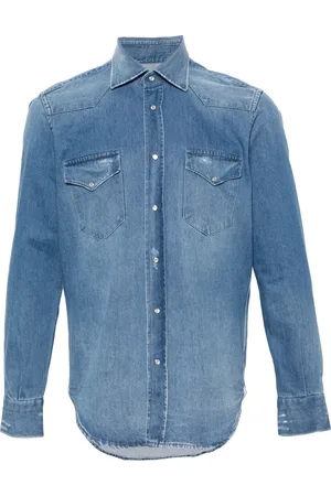 Sartorio Napoli Denimskjorte med ribbet detalje og paneler