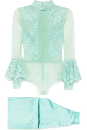 Saiid Kobeisy Blonde-bodysuit med coco-bukser