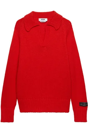 Msgm Trøje med klassisk krave og mærke på ærmet