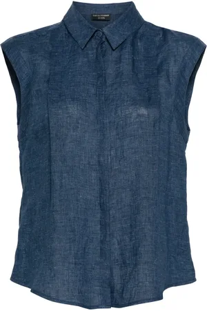 Emporio Armani Chambray-skjorte med plisseret detalje