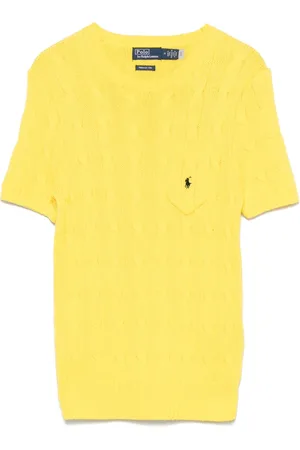 Ralph Lauren Kabelstrikket top med korte ærmer