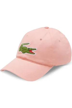 Lacoste Pink kasket i bomuld med krokodilleapplikation