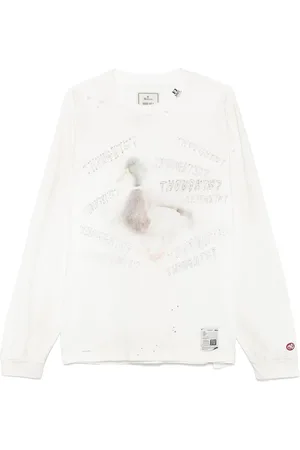 Maison Mihara Yasuhiro T-shirt med andetryk og slitageeffekt
