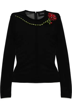 Simone Rocha Top i mesh med nellikeudsmykning