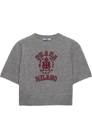 Prada Intarsiastrikket sweater med logo