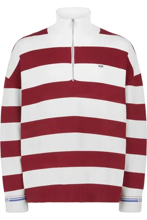 GCDS Stribet sweatshirt med kort lynlås