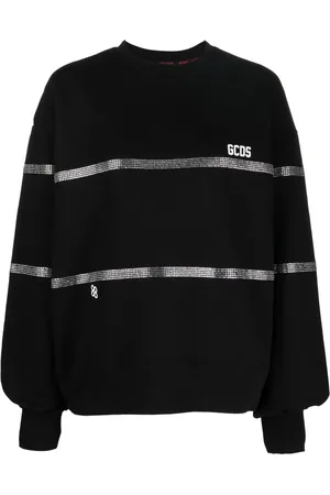 GCDS Stribet sweater med krystaludsmykninger