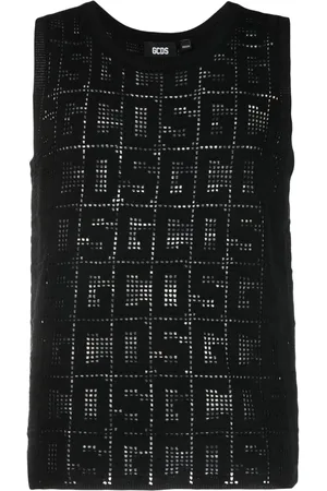 GCDS Tanktop i macramé med monogram