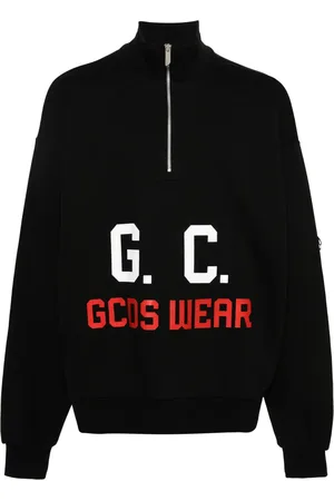 GCDS Sweatshirt med halv lynlås og logotryk