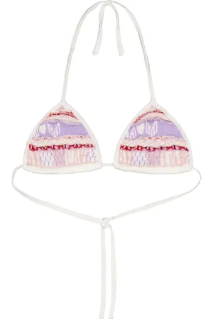 LANEUS Bikinitop i jacquard med intarsia-logo