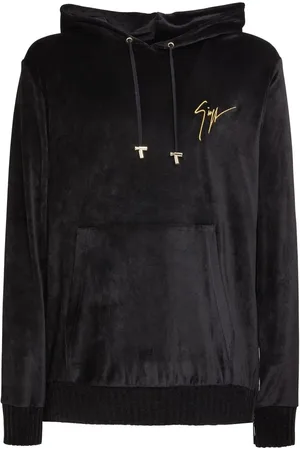 Giuseppe Zanotti Hættetrøje i velour med broderet logo
