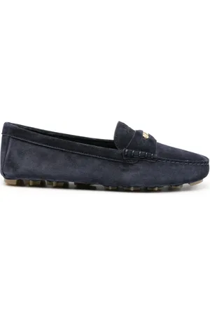 Miu Miu Loafers i ruskind med penny-detalje