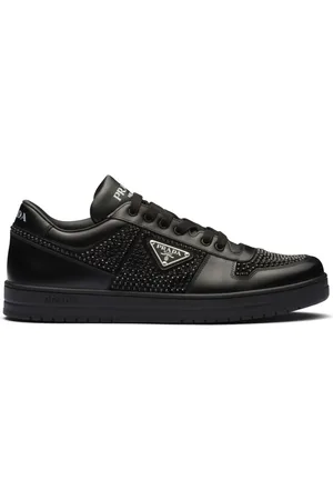 Prada Sneakers i læder med krystaludsmykning