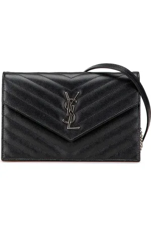 Saint Laurent Grain De Poudre matelasse chevron-mønstret Chain Wallet crossbody-taske med monogram fra 2016