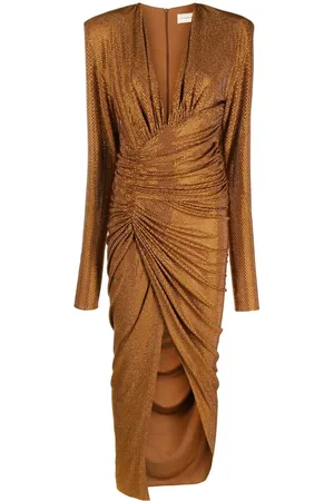 ALEXANDRE VAUTHIER Ruchet kjole med mikro krystaludsmykninger