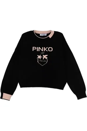 Pinko Sweater med intarsiastrikket logo