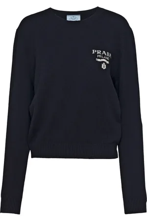 Prada Intarsiastrikket trøje med logo