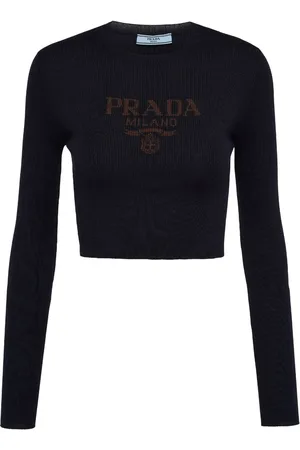 Prada Intarsia-strikket top med logo