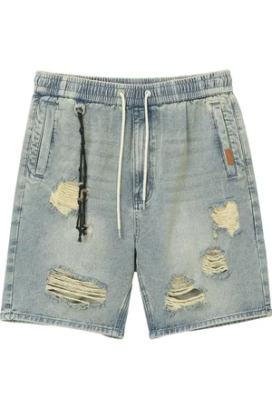 Musium Div. Denimshorts med slitageeffekt