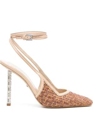 GCDS 100mm Cube pumps i bast med monogram