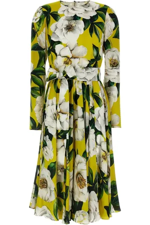 Dolce & Gabbana Kjole med blomstertryk og bælte