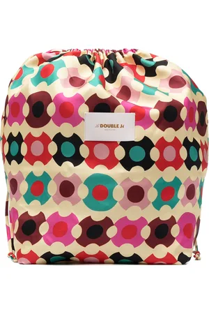 La DoubleJ Bucket-taske i silke med geometrisk logo