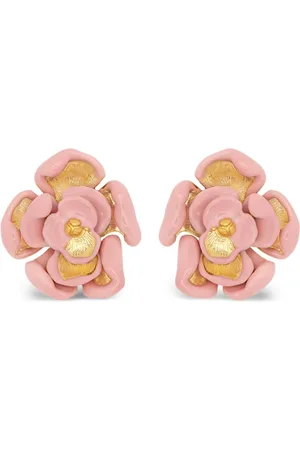 Oscar de la Renta Rose-øreclips i emalje