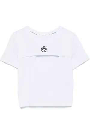 Marine Serre T-shirt med månelogo og udskæringsdetalje