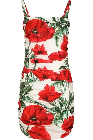 Dolce & Gabbana Kjole med valmuetrykog ruche