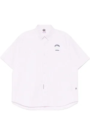 A Bathing Ape Stribet AAPENOW skjorte med moonface-logo