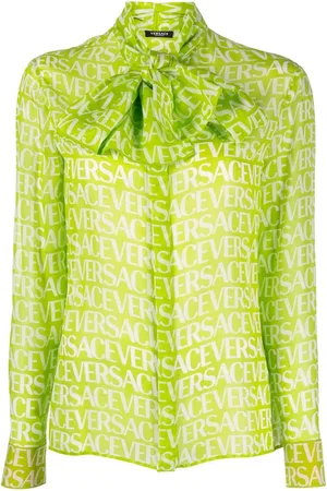 VERSACE Bluse med sløjfe og logotryk