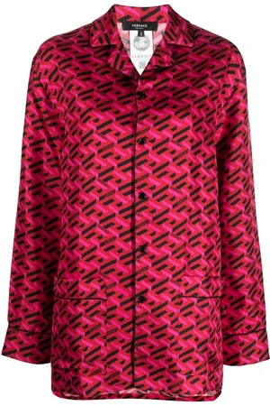 VERSACE Pyjamastop i silke med tryk
