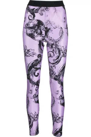 VERSACE Leggings med logobånd i taljen og grafisk tryk