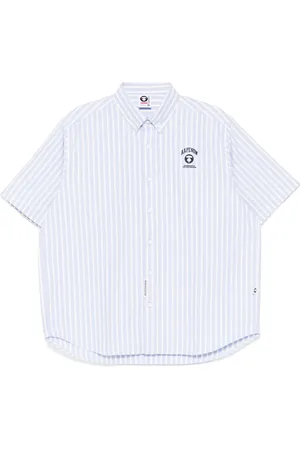 A Bathing Ape Stribet AAPENOW skjorte med moonface-logo
