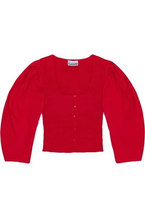 Ganni Smock-bluse i poplin