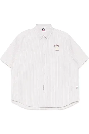 A Bathing Ape Stribet AAPENOW skjorte med moonface-logo