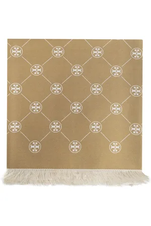 Tory Burch Tørklæde med frynsedetalje og logo