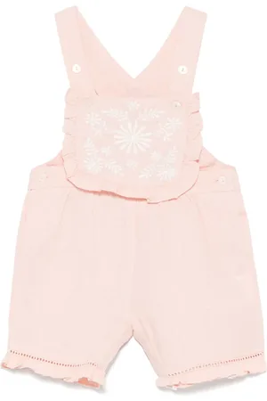 Tartine Et Chocolat Overalls i hør med pæon-broderi