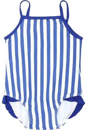 Petit Bateau Stribet badedragt med flæsedetalje
