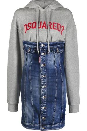 Dsquared2 Hættetrøjekjole med logotryk og paneler