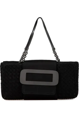 Bottega Veneta Intrecciato Flap håndtaske i lærred med spænde fra 2012-2024