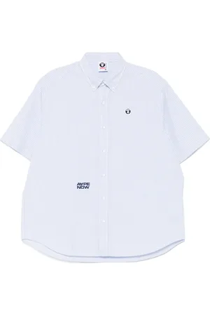 A Bathing Ape Stribet AAPENOW skjorte med moonface-logo