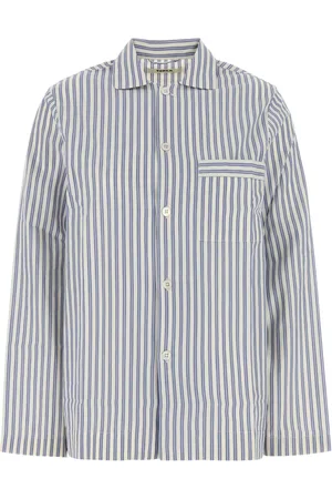Tekla Stribet pyjamastop i poplin