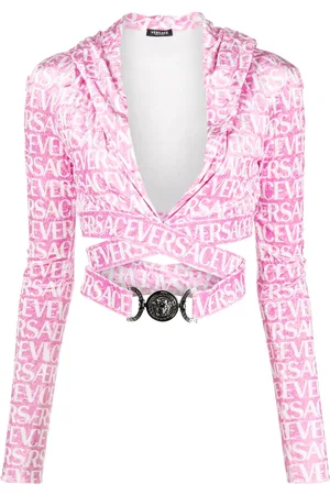 VERSACE Cropped All-Over hættetrøje i velour