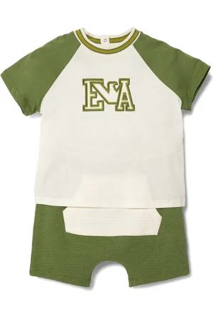 Emporio Armani T-shirt og shorts-sæt med broderet logo
