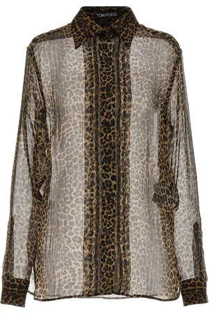 Tom Ford Skjorte med gennemsigtig leopardtryk
