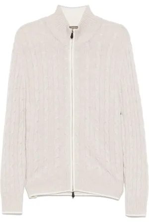 N.PEAL Kabelstrikket sweater med lynlås