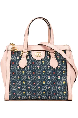 Gucci Lille Ophidia satchel-taske i denim med GG-broderi fra 2016-2025