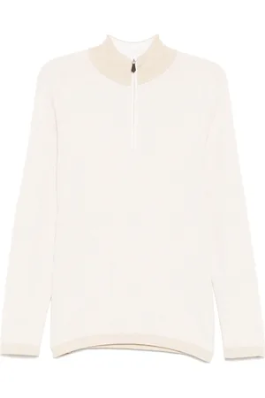 N.PEAL Salcombe sweater i jacquard med kort lynlås